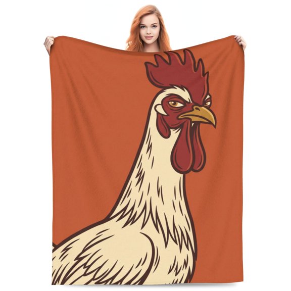Chicken Throw Blanket, Rooster Throw Blanket, Soft Flannel Animal Lover Gift for Adults, Cozy Blanket for Couch, Bed and Home 50x40