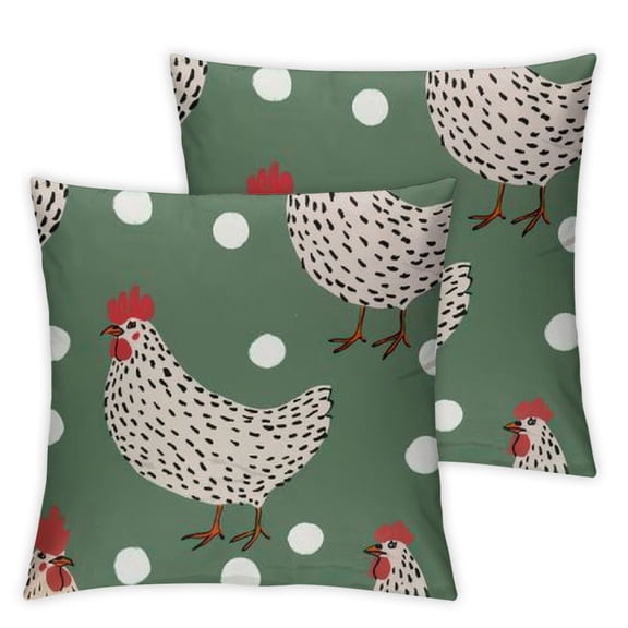 Chicken Throw Pillow Cover Cases Rooster Animal Dot Funny Farm Life Nature Hen Spotted Doodle Bird Fowl Meat Outdoor Decor Pillowcase Home Square  Pillow Slip