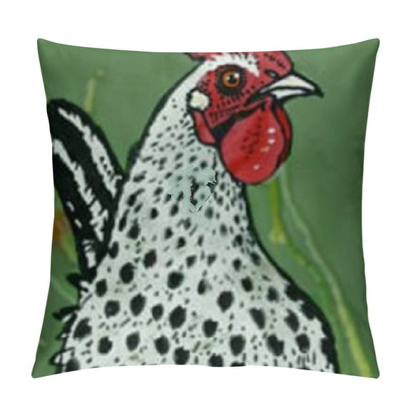 Chicken Throw Pillow Cover  Cases Rooster Animal Dot Funny Farm Life Nature Hen Spotted Doodle Bird Fowl Meat Outdoor Decor Pillowcase Home Square  Pillow Slip