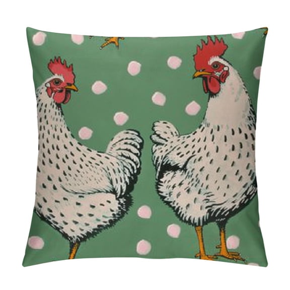 Chicken Throw Pillow Cover Set  es Rooster Animal Dot Funny Farm Life Nature Hen Spotted Doodle Bird Fowl Meat Outdoor Decor Pillowcase Home Square