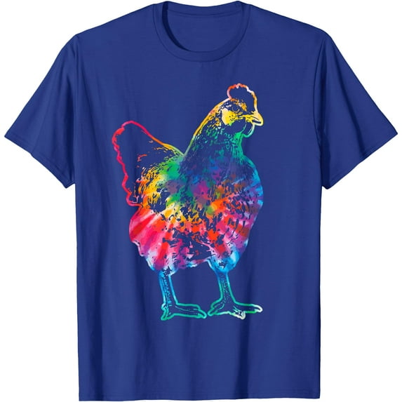 Chicken Tie Dye Hippie Poultry Farmer Farm Vintage Gift Softstyle Unisex T-Shirt,Royal Blue Color,Size YS