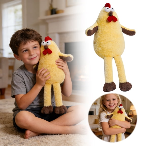 Chicken Toy for Kids Yellow Rooster Stuffed Animal with Long Legs and Playful Eyes Soft Polyester Fiber Craft Indoor Home Easter Safe for Ages 3+,13.31x5.91 inch,Yellow