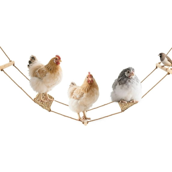 Chicken Toys for Coop Chicken Swing Toy for Coops,Natural Wood & Hemp Chicken Perch for Chickens Rooster Hens Parrots & Birds,Roosting Bars for Chickens in Coop 91 x 17 in