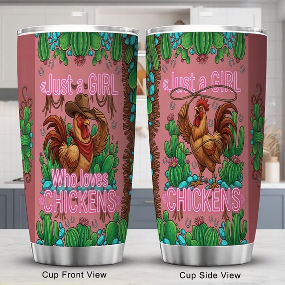 Chicken Tumbler 20oz Coffee Cup with Lid Magic Mushroom Psychedelic Decor