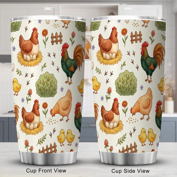 Chicken Tumbler 20oz, Thoughtful Birthday Present for Farm Life Lovers