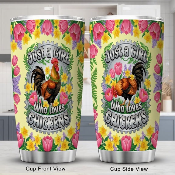 Chicken Tumbler 20oz with Lid Fluent in Fowl Language Funny Gift