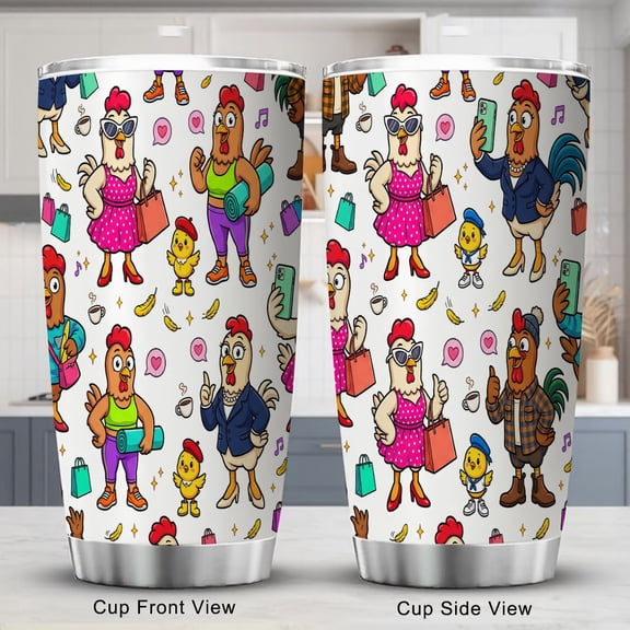 Chicken Tumbler 20oz with Lid Funky Chicken Design Travel Coffee Cup for Adults