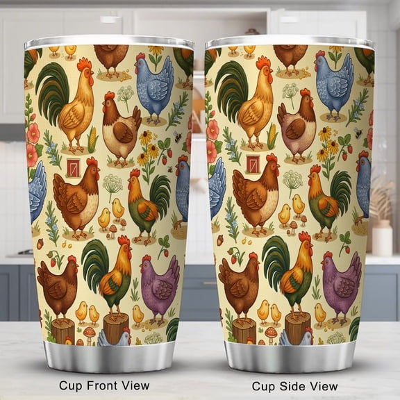 Chicken Tumbler 20oz with Lid Sassy and Powerful Heroic Personality Gift