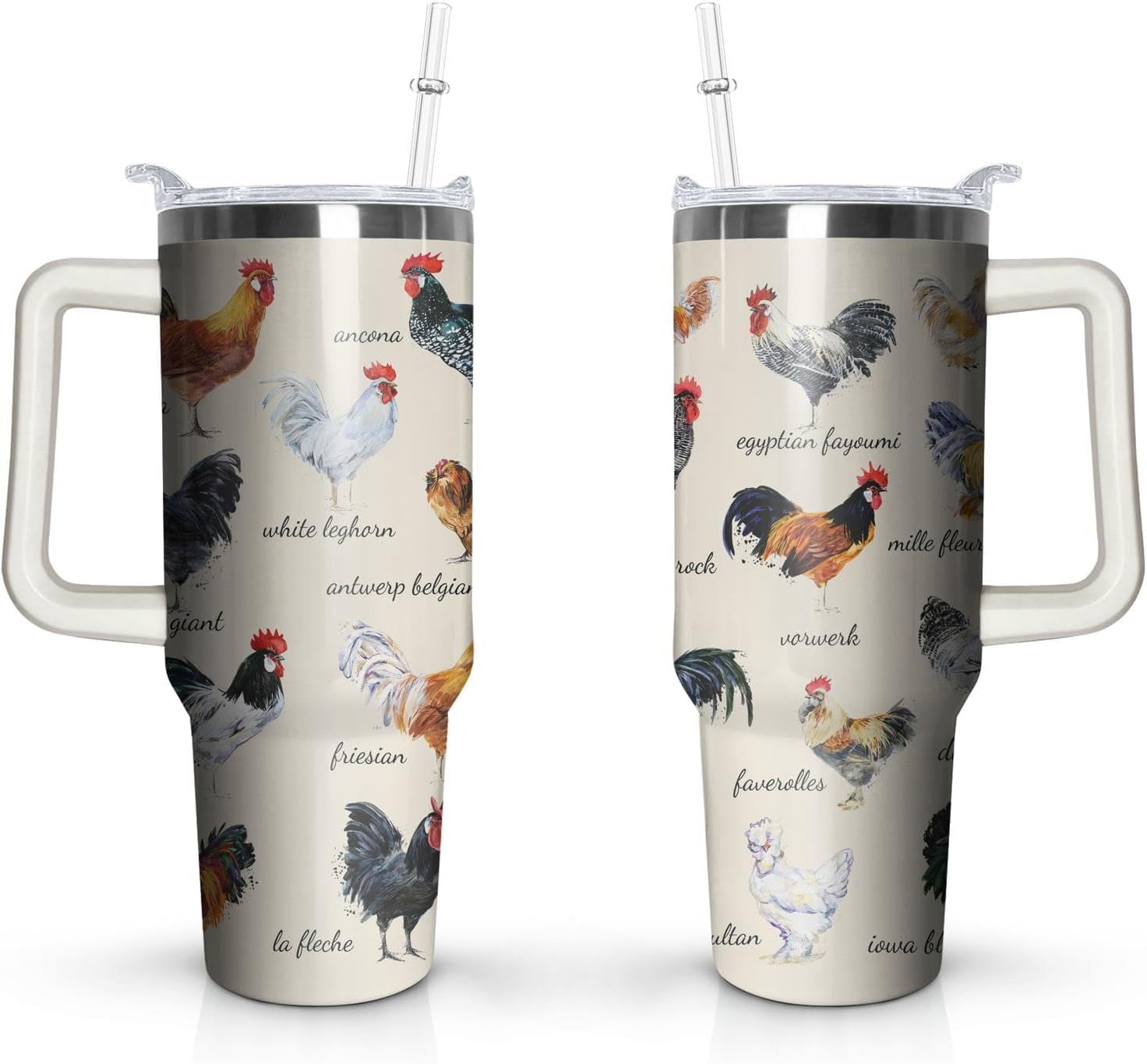 Chicken Tumbler with Handle 40oz Rooster Cup Stainless Steel Chicken ...