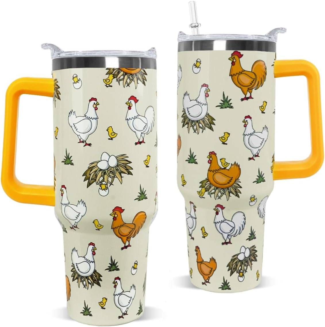 Chicken Tumbler with Handle and Straw 40 OZ Chicken Cup Cute Funny ...