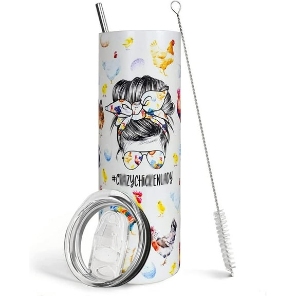 Chicken Tumbler with lid and Straw,20 oz Chicken Cup Coffee Travel Mug,Chicken Gifts for Chicken Lovers Chicken Print Stuff Decor