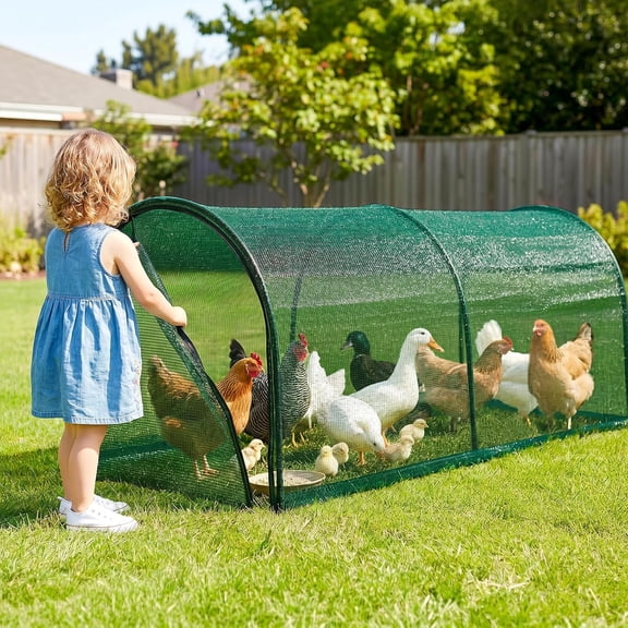 Chicken Tunnel for Outside, 78IN Flexible Chickens Runs for Yard, Quick Installation Shade Net Protection from Sun Portable Chicken Tunnels, Poultry Coop Run Tunnels Perfect for Backyard