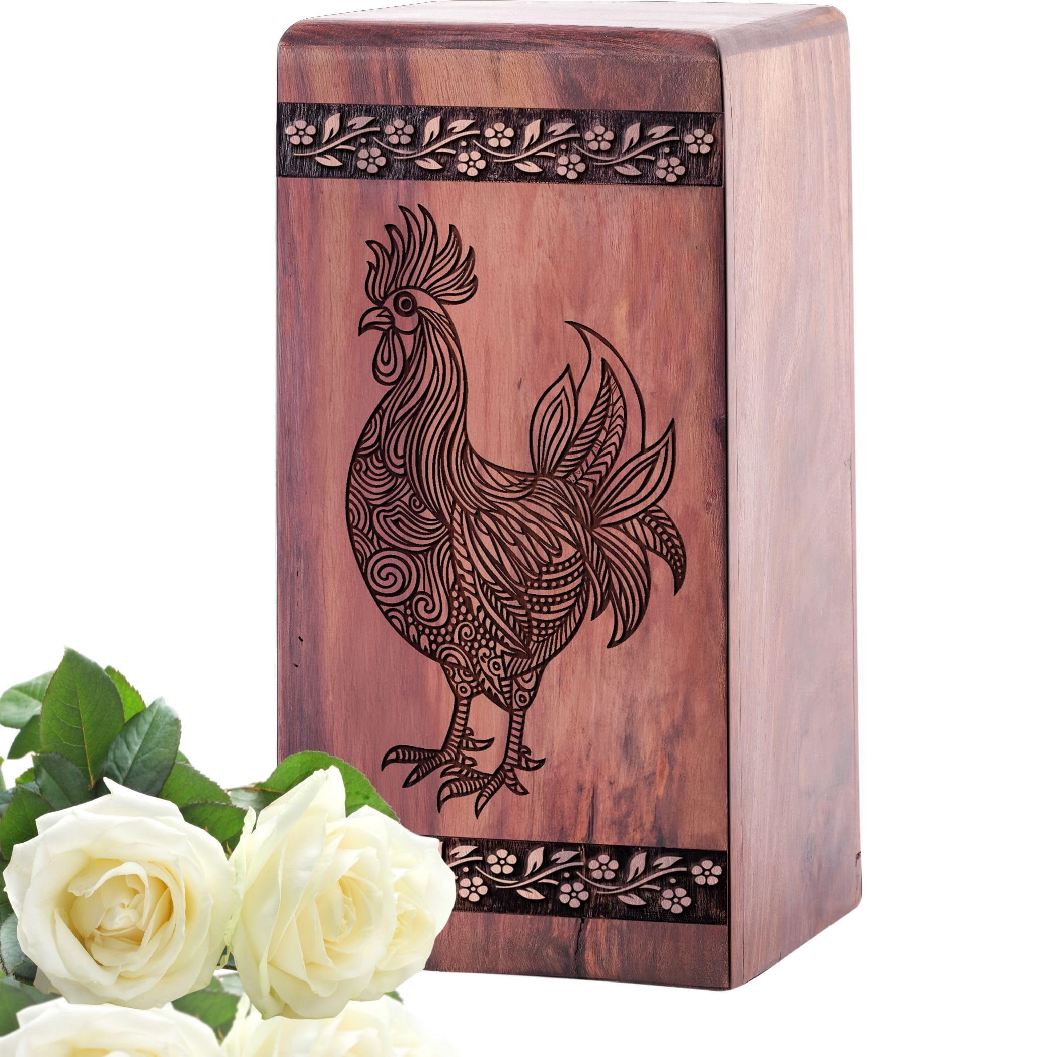 Chicken Urns for Ashes - Rooster Wood Human/Pet Ash Holder, Memorial Gifts for Home Decoration, Cremation Burial Urns for Human Ash, Funeral Urn for Family -10inch, Large Size - Single 1Pcs