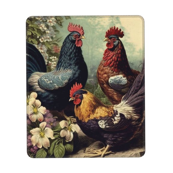 Chicken Vintage Colorful Hens Gaming Mouse Pad 10 x 12 inch Rectangle Computer Mousepad Mat Non-Slip Rubber Base for Office Laptop PC