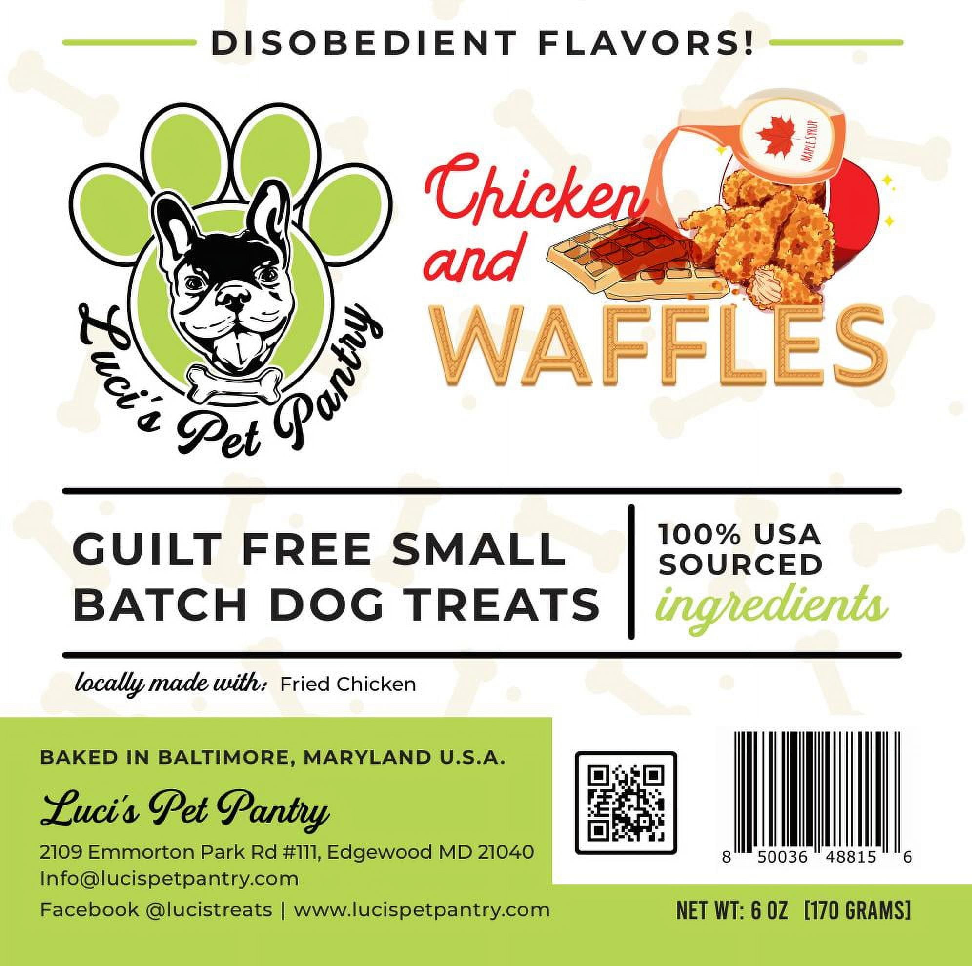Chicken & Waffles "Chicken Waffle Biscuits" Homemade Dog & Puppy Treats! Gift Box with 4 - 6 oz. Treat Bags