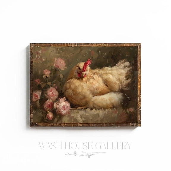 Chicken Wall Art Cottagecore Farm Wall Art Buff Orpington Poster Shabby Chic Farmhouse Decor For Farm Theme Kitchen Wall Art Hen Art Poster, 8x12 UNFRAMED