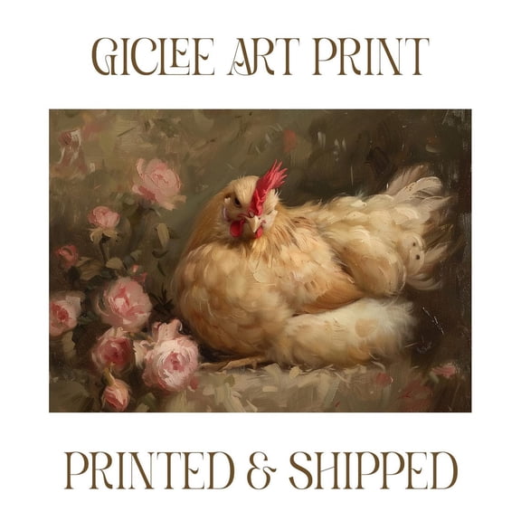 Chicken Wall Art Cottagecore Farm Wall Decor Buff Orpington Poster Shabby Chic Farmhouse Decor For Farm Theme Kitchen Wall Art Hen Art Poster, 8x12 UNFRAMED