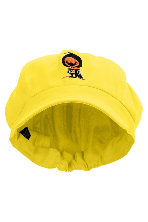 Chicken Warrior Embroidered Cotton Elastic Newsboy Cap - Yellow OSFM