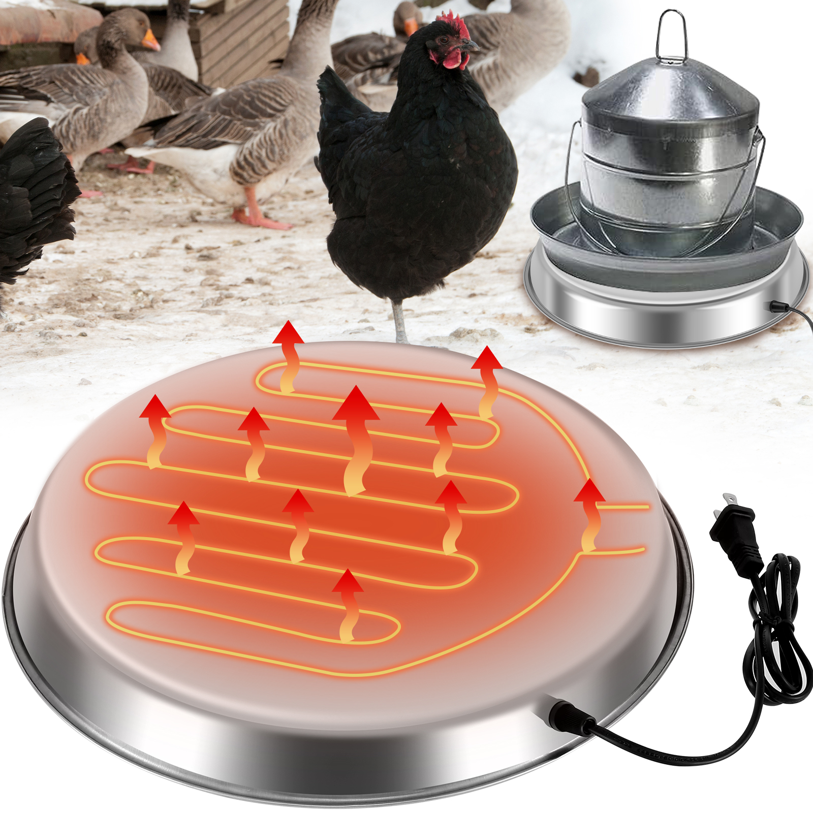 Chicken Water Heater Base 120V Automatic Poultry Drinker Heater Base