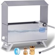 Chicken Waterer 1.5 Gallon Automatic Water Dispenser for Poultry | Chicken Water Feeder with Float Valve Kits | Stainless Steel | With | Anti-Roost Lid | for Ducks, Turkeys, Quail