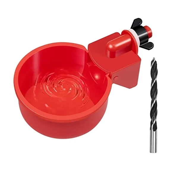 Chicken Waterer Cups 1 Pack Automatic Chicken Water Cups for Poultry Float Style Gravity Chicken Watering System, Water Feeder Kit, 5 Gallon with Mounting Hole Opener