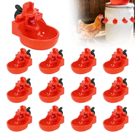 Chicken Waterer Cups, TSV 12pcs Automatic Tee Fittings Poultry Feeder Cups Suitable for Chicken, Duck, Goose