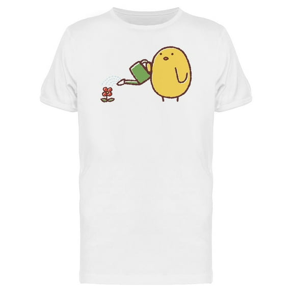 Chicken Watering A Flower T-Shirt Men -Image by Shutterstock, Male Small