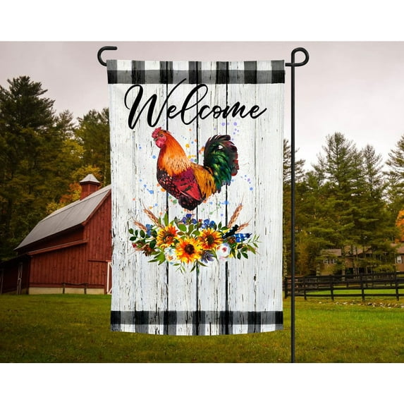 Chicken Welcome Adorable Flag