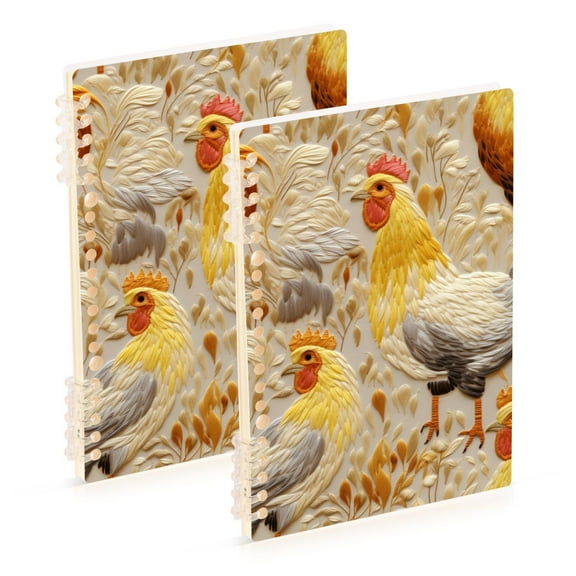 Chicken Wheet Leaves Ring Binder Notebook Journey Note Diary College Ruled Spiral Notebook Study Loose Leaf Paper A5 60 Pages