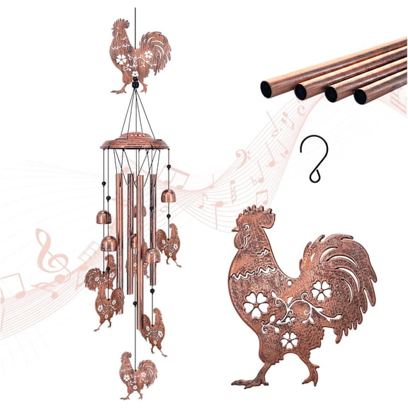 Chicken Wind Chimes Outdoor Chicken Gifts for Women/Men/Mom/Grandma Rooster Birthday Gifts Memorial Gift Metal WindChimes for Outside/Indoors, Home, Lawn, Porch, Patio, Garden Decor, Yard Decorations