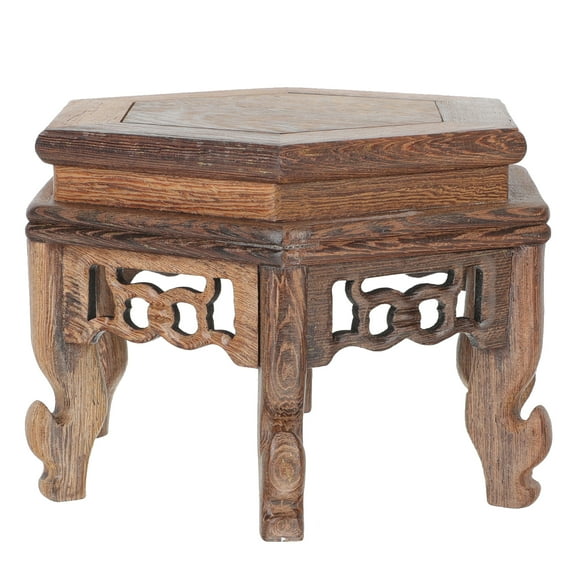 Chinese Vase Stands Chicken Wing Wood Hexagonal Table Style Display Rack