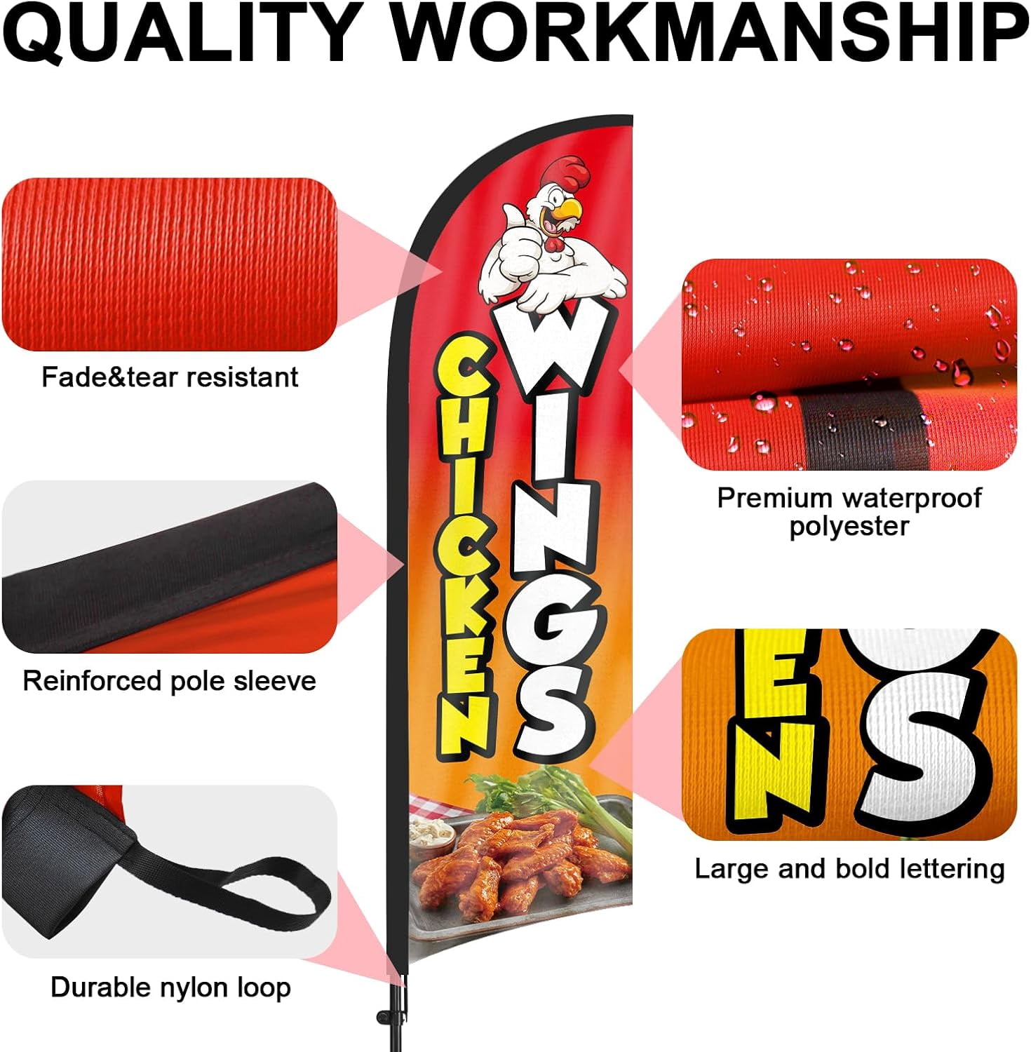 Chicken Wings Advertising Feather Flags Banner 8Ft, Chicken Wings ...