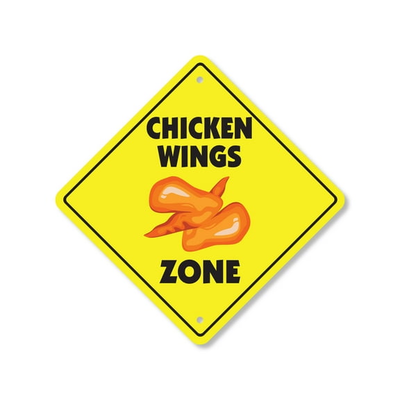 Chicken Wings Plastic Crossing Sign - 10 Inch X 10 Inch Xing Sign Gift Food Barbecue Spicy Sauce Fried Meal Snack Dinner Party Grilling