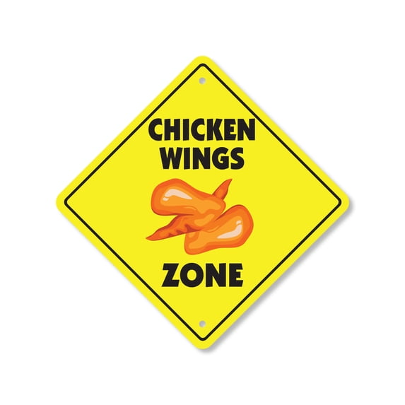 Chicken Wings Plastic Crossing Sign - 12 Inch X 12 Inch Xing Sign Gift Food Barbecue Spicy Sauce Fried Meal Snack Dinner Party Grilling