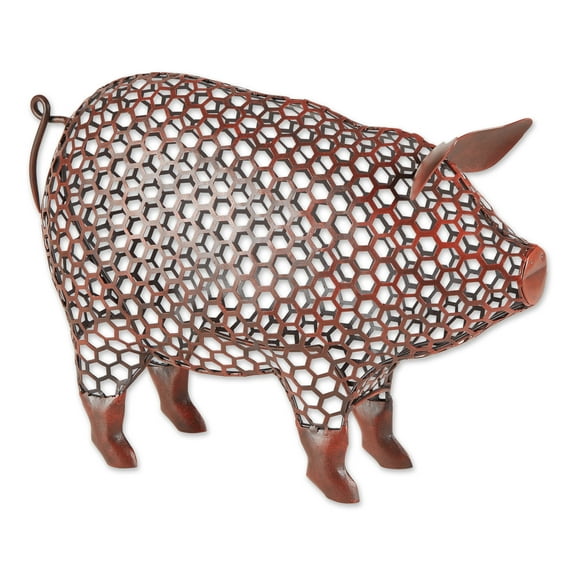 Chicken Wire Brown Pig Sculpture