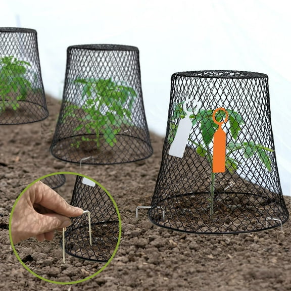 Chicken Wire Cloche Plant Covers with Stakes Labels Garden Netting Metal Heavy Duty Plant Protectors from Animals for Keeping Bunnies Chicken Squirrels Birds Other Out 9.13×9.13in 1 PC