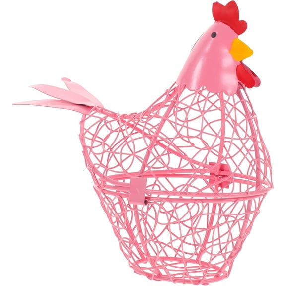 Chicken Wire Egg Basket,Chicken Shape Egg Holder,Egg Collecting Basket,Chicken Shaped Egg Basket Fruit Storage,Farmhouse Vintage Rooster Decor,Countertop Storing Egg,Farmhouse Easter Decor,6.8"x6.6"