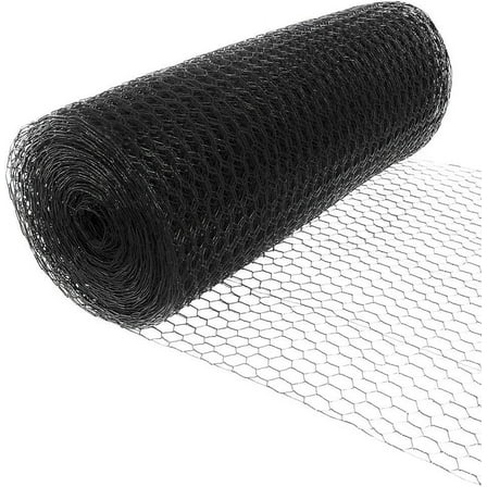 Chicken Wire Fence 1 Inch Hex Mesh - 20ga. Wire Black PVC Coated for Coops, Garden Protection and Netting (3' x 150')
