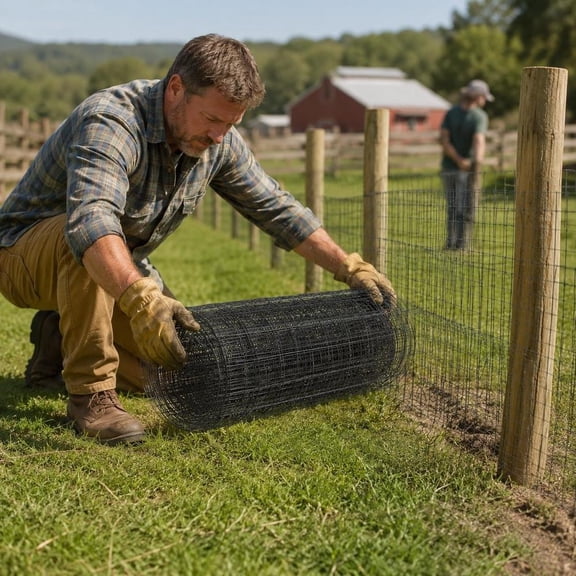 Chicken Wire Fence, 24 X 50 Ft, 16 Gauge, Galvanized Wire Mesh Roll, Black Vinyl Coating, for Coops and Pest Barriers