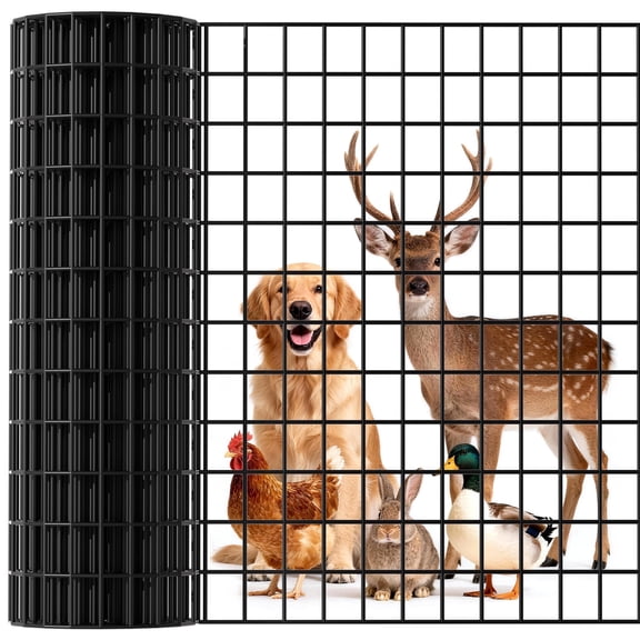 Chicken Wire Fencing, 2''x 3'' Mesh, 36 x 100 ft Vinyl Coated Welded Wire Mesh Roll, 16GA Black PVC Coated Welded Wire Fence, Hardware Cloth for Yard Vegetable Protection, Goat & Poultry Netting