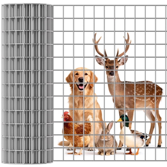 Chicken Wire Fencing, 2‘’x 4‘’ Mesh, 5 x 50 ft Vinyl Coated Welded Wire Mesh Roll,16GA Heavy Duty Galvanized Chicken Wire Fencing, Hardware Cloth for Yard Vegetable Protection, Goat & Poultry Netting