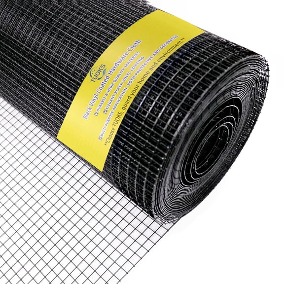 Chicken Wire Fencing 48in x 100ft Hardware Cloth 1 inch 16 Gauge Black PVC Vinyl Coated Welded Wire Fence Wire Mesh Roll Rabbit Wire Gopher Wire Cloth Garden Fence Poultry Netting Rodent Wire
