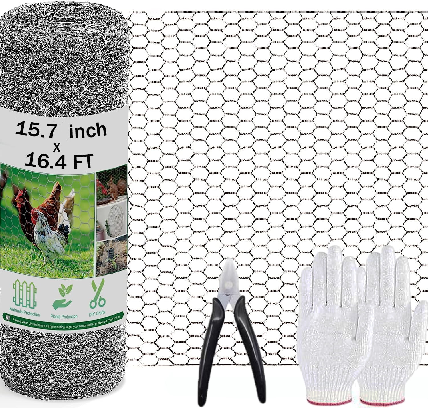 Chicken Wire Fencing Mesh,15.7in x 16.4ft Chicken Wire Net for Craft, Chicken Wire Fence Mesh