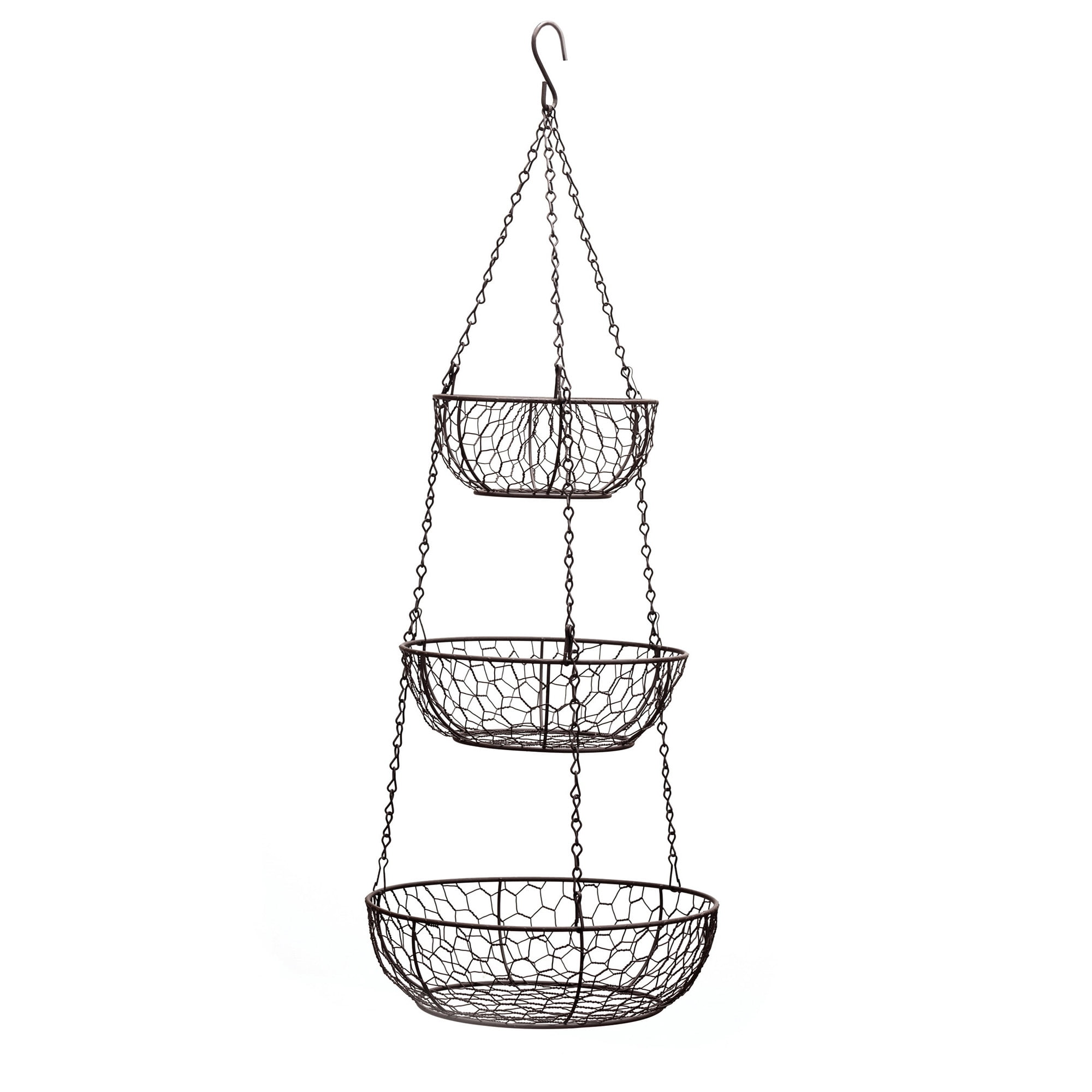 Bronze Metal 3-Tier Hanging Wire Baskets