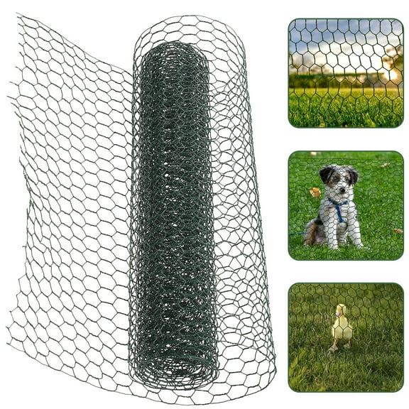 OUNONA Galvanized Wire Net with Hexagonal Mesh for Garden and DIY Projects Green Coated 3. x 50ft