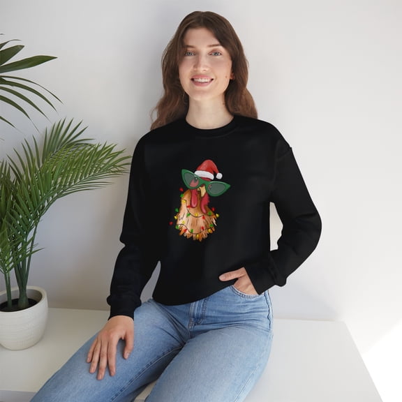 Chicken Women Crewneck Sweatshirts, Christmas Funny Chicken Sweatshirts