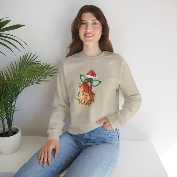 Chicken Women Crewneck Sweatshirts, Christmas Funny Chicken Sweatshirts
