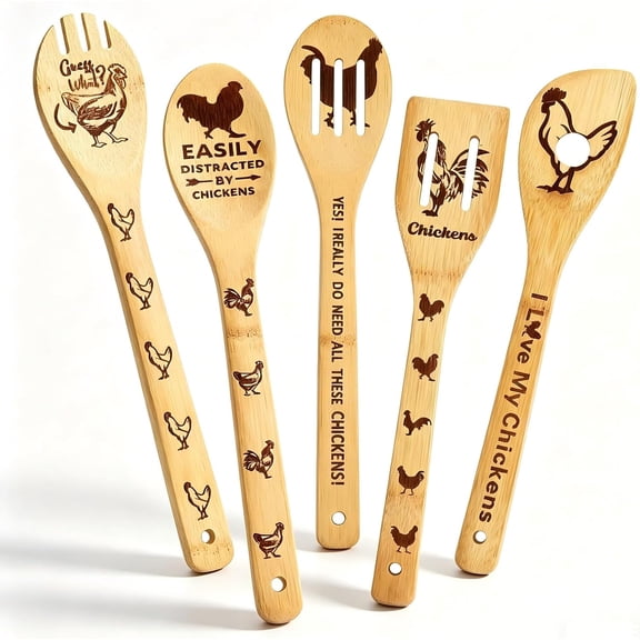 Chicken Wooden Spoon Rooster Gifts for Mom, Farmhouse Kitchen Decor for Chicken Lovers