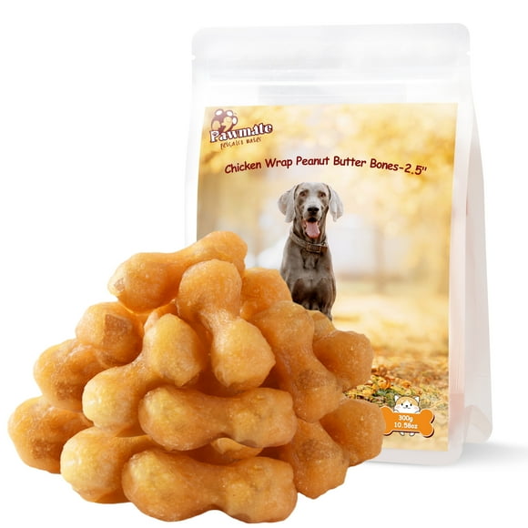 Pawmate Chicken & 2.5" Peanut Butter Bones Dog Treats, Low Fat Natural Treats for All Dogs, 11oz