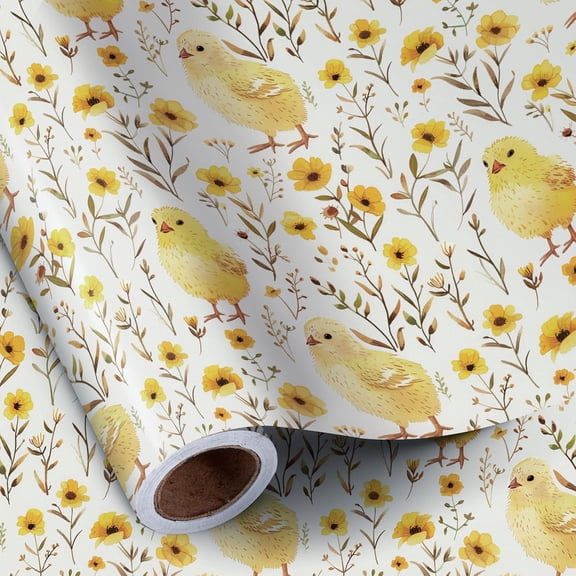 Chicken Wrapping Paper Roll, 23x58 Inch Rooster Floral Design Gift Wrap Paper, Farm Animal Wrap Paper for Farmer, Girl, Boys' Birthday Party and Special Occasions